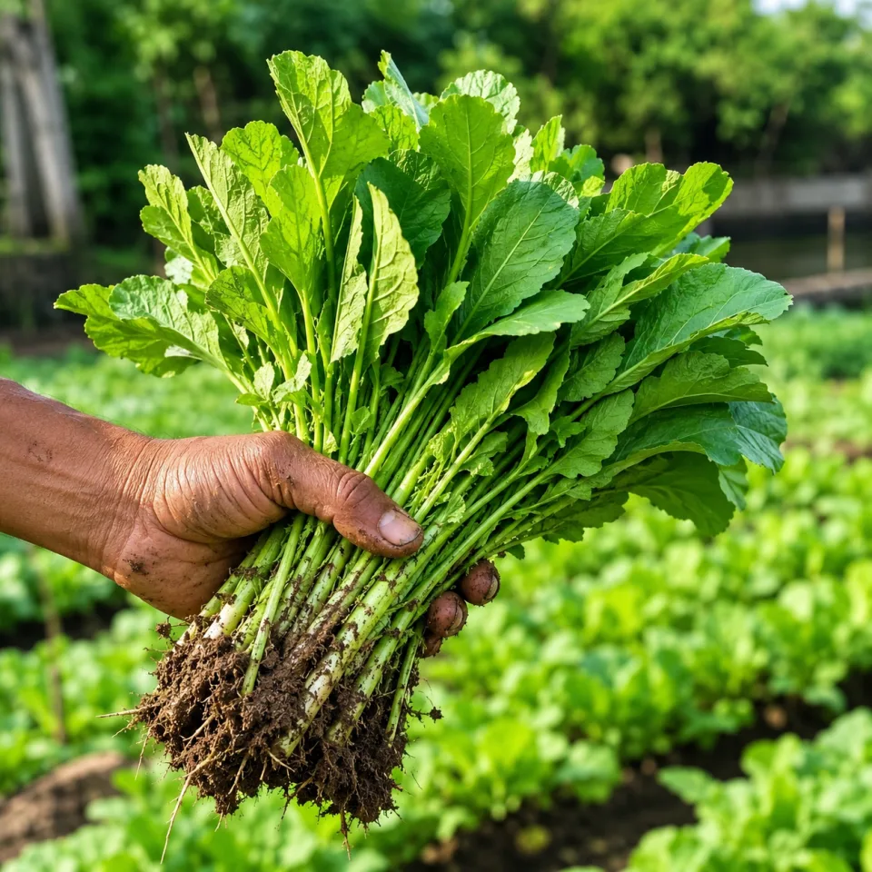 Ruộng rau xanh sau khi bón phân